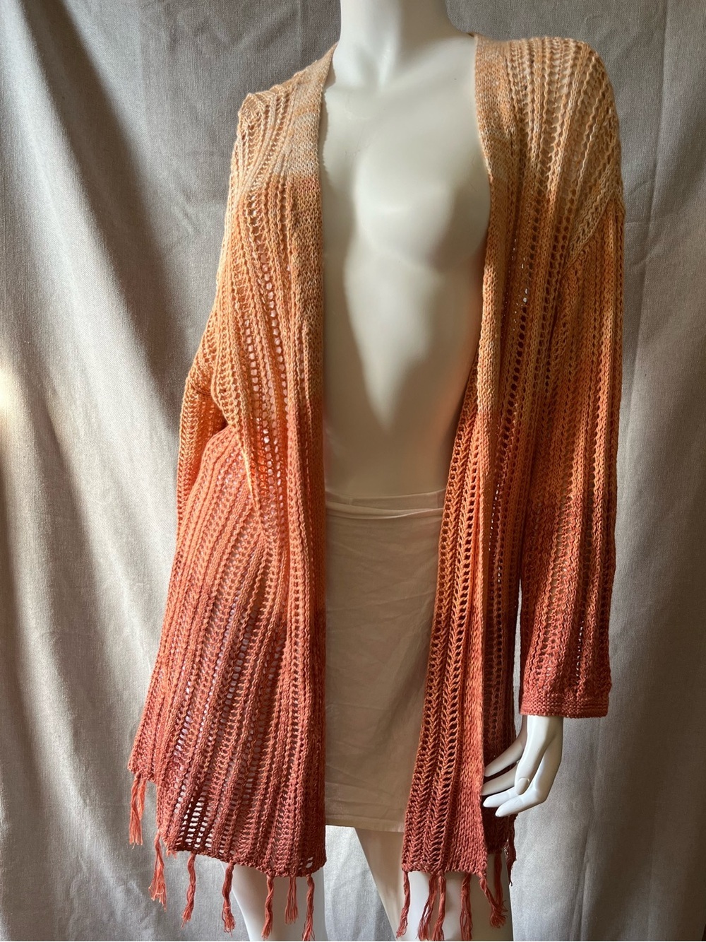 Rust Tonal Knit Bathing Suit Cover/Cardigan L